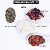 Blend linea importada - G3 - Te GUNPOWDER, Frutilla, Coco escamas, Hibiscus