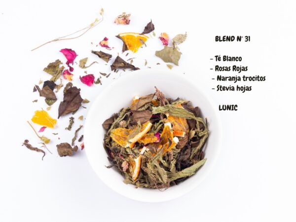 Blend Nº 31 - Te blanco, rosas, naranja y stevia