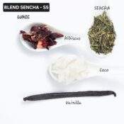 Blend linea importada - S5 - Te SENCHA, Coco escamas, vainilla, hibiscus (  TROPICAL)