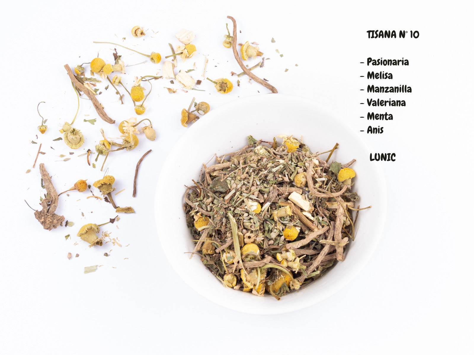 Tisana Nº 10-Topping para mate (Pasionaria, Melisa, Manzanilla, Valeriana, Menta, Anis en grano)