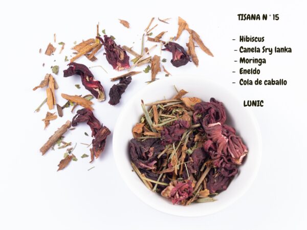 Tisana Nº 15-Topping para mate (Hibiscus, Canela, Moringa, Eneldo, Cola de caballo)