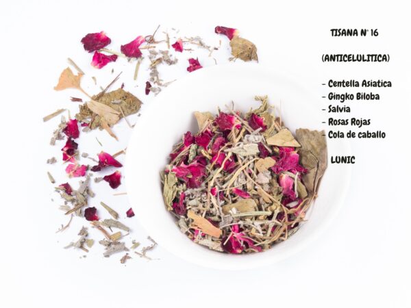 Tisana Nº 16 - Topping para mate ANTICELULITICO (Centella Asiatica , Gingko Biloba , salvia , rosas y cola de caballo)