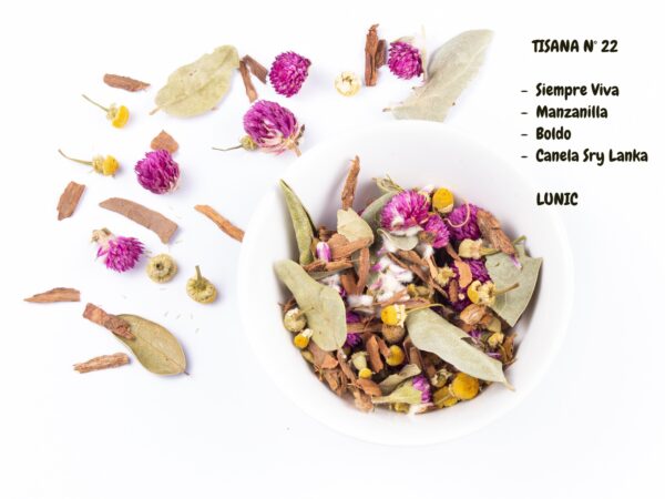 Tisana Nº 22 - Topping para mate SIEMPRE VIVA, MANZANILLA FLOR, BOLDO, CANELA