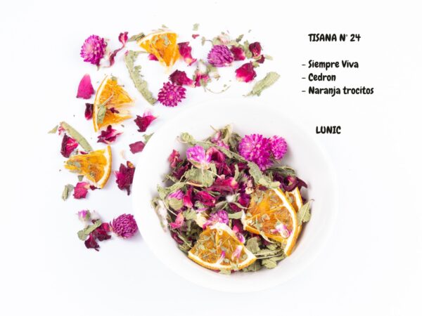 Tisana Nº 24 - Topping para mate SIEMPRE VIVA , ROSAS , CEDRON  , NARANJA  CASCARITAS